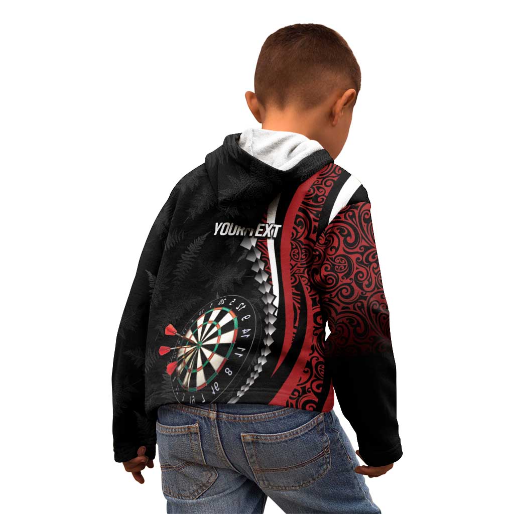 Personalized New Zealand Darts Kid Hoodie Kowhaiwhai Whero Koiri - Manaia LT7 - Polynesian Pride