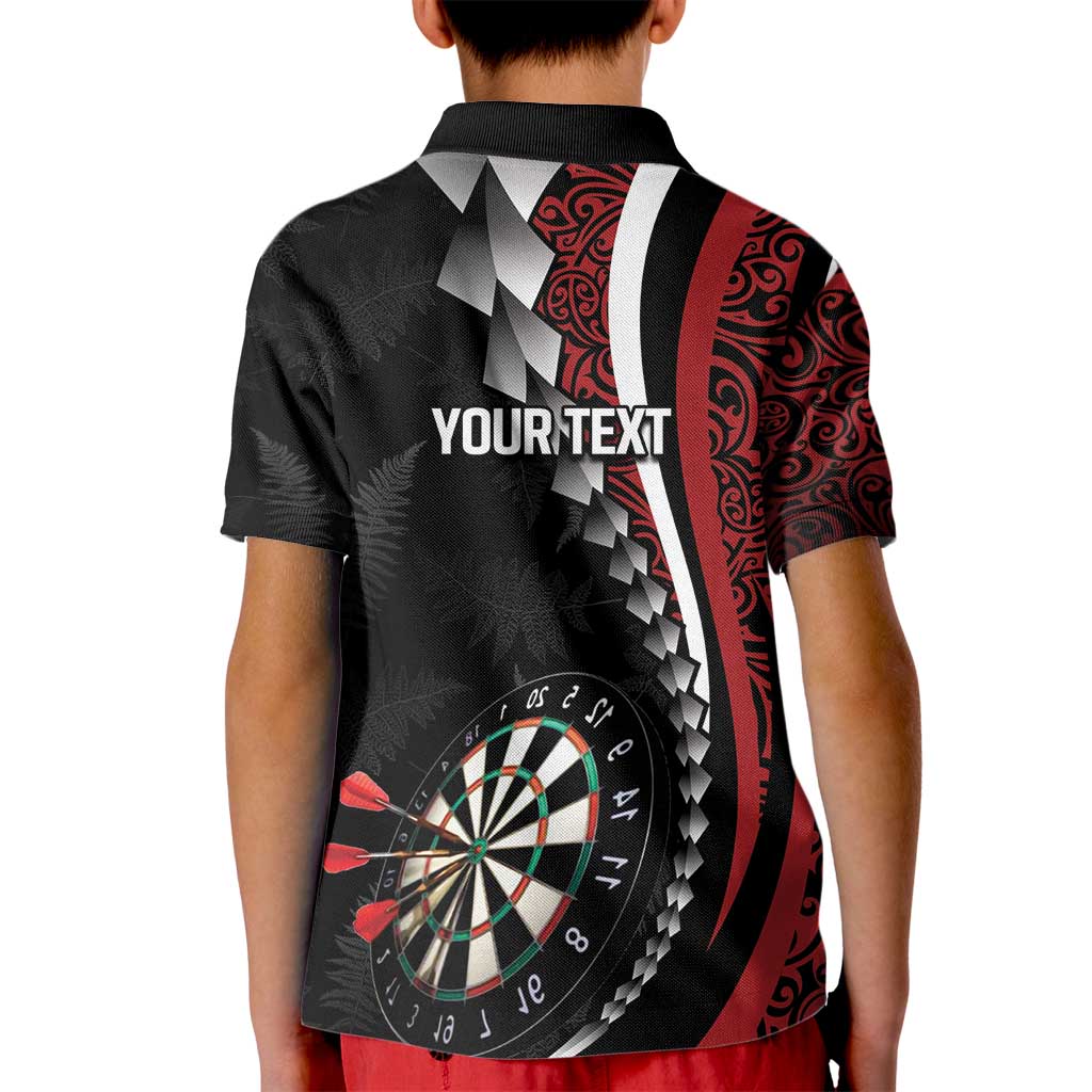 Personalized New Zealand Darts Kid Polo Shirt Kowhaiwhai Whero Koiri - Manaia LT7 - Polynesian Pride