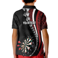 Personalized New Zealand Darts Kid Polo Shirt Kowhaiwhai Whero Koiri - Manaia LT7 - Polynesian Pride