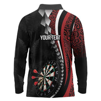 Personalized New Zealand Darts Long Sleeve Polo Shirt Kowhaiwhai Whero Koiri - Manaia LT7 - Polynesian Pride