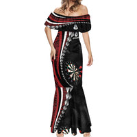 Personalized New Zealand Darts Mermaid Dress Kowhaiwhai Whero Koiri - Manaia LT7 - Polynesian Pride