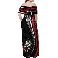 Personalized New Zealand Darts Off Shoulder Maxi Dress Kowhaiwhai Whero Koiri - Manaia LT7 - Polynesian Pride
