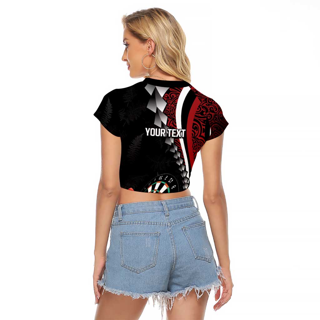 Personalized New Zealand Darts Raglan Cropped T Shirt Kowhaiwhai Whero Koiri - Manaia LT7 - Polynesian Pride