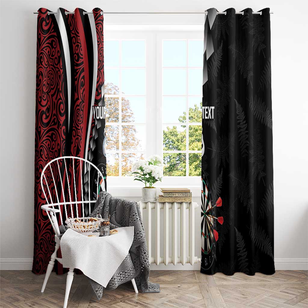 Personalized New Zealand Darts Window Curtain Kowhaiwhai Whero Koiri - Manaia