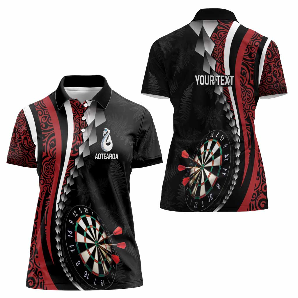 Personalized New Zealand Darts Women Polo Shirt Kowhaiwhai Whero Koiri - Manaia LT7 - Polynesian Pride