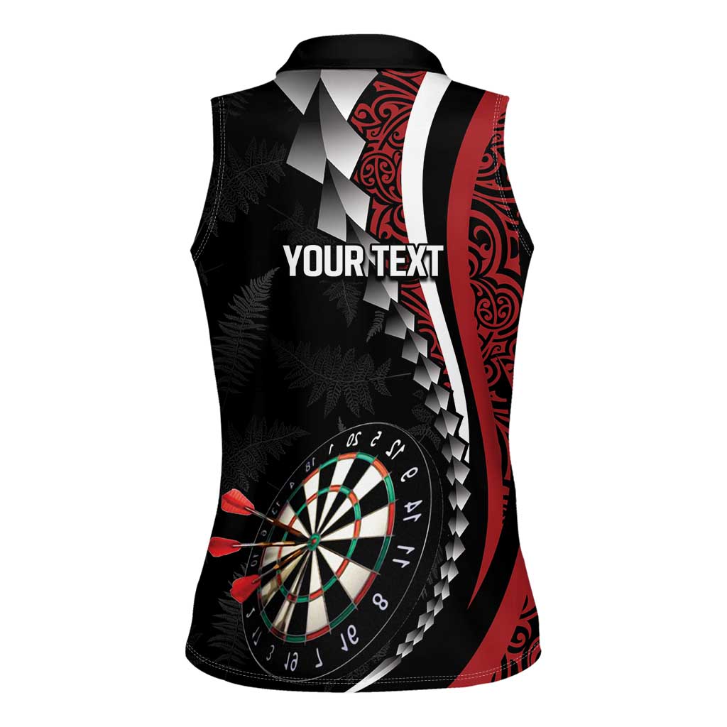Personalized New Zealand Darts Women Sleeveless Polo Shirt Kowhaiwhai Whero Koiri - Manaia LT7 - Polynesian Pride