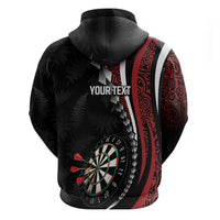 Personalized New Zealand Darts Zip Hoodie Kowhaiwhai Whero Koiri - Manaia LT7 - Polynesian Pride