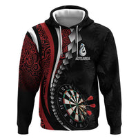 Personalized New Zealand Darts Zip Hoodie Kowhaiwhai Whero Koiri - Manaia LT7 Pullover Hoodie Red - Polynesian Pride