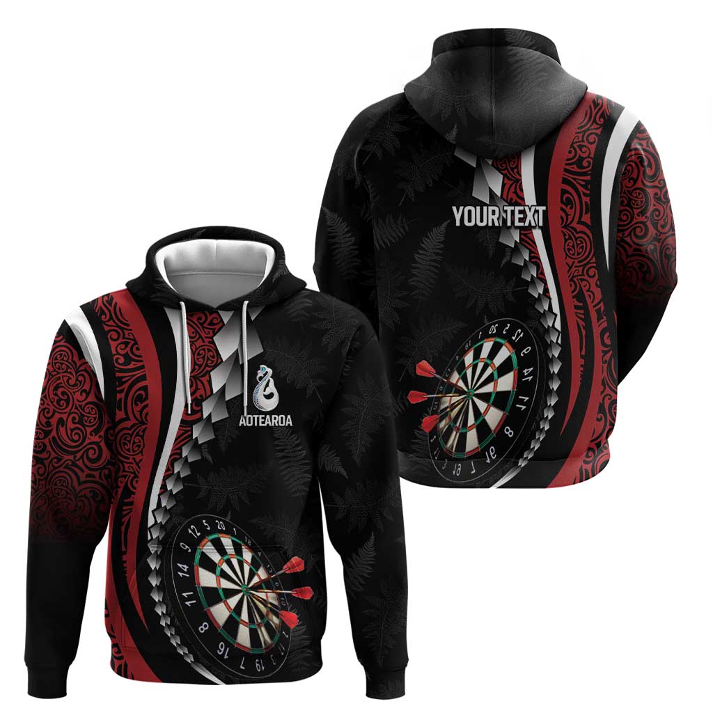 Personalized New Zealand Darts Zip Hoodie Kowhaiwhai Whero Koiri - Manaia LT7 - Polynesian Pride