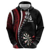 Personalized New Zealand Darts Zip Hoodie Kowhaiwhai Whero Koiri - Manaia LT7 - Polynesian Pride