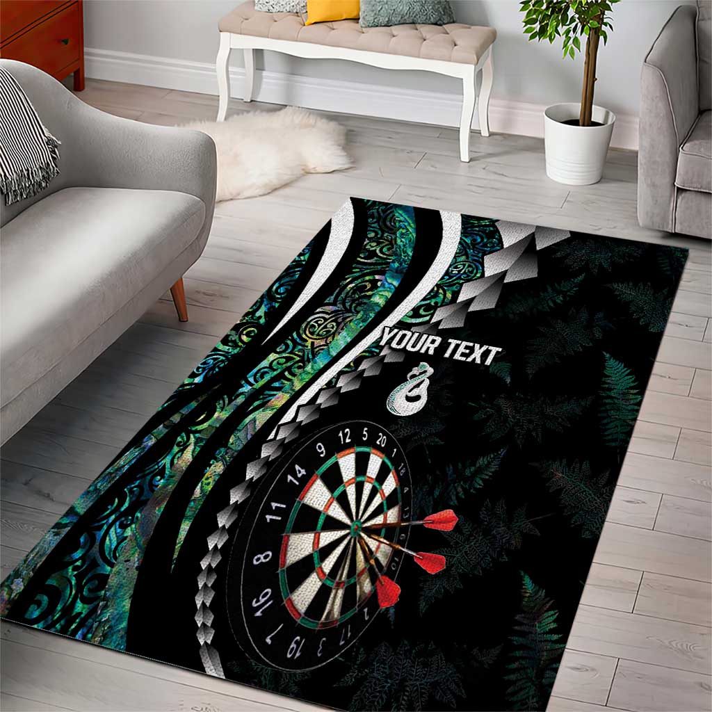 Personalized New Zealand Darts Area Rug Paua Shell Koiri - Manaia