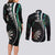 Personalized New Zealand Darts Couples Matching Long Sleeve Bodycon Dress and Long Sleeve Button Shirt Paua Shell Koiri - Manaia