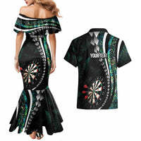 Personalized New Zealand Darts Couples Matching Mermaid Dress and Hawaiian Shirt Paua Shell Koiri - Manaia LT7 - Polynesian Pride