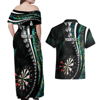 Personalized New Zealand Darts Couples Matching Off Shoulder Maxi Dress and Hawaiian Shirt Paua Shell Koiri - Manaia LT7 - Polynesian Pride