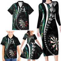 Personalized New Zealand Darts Family Matching Long Sleeve Bodycon Dress and Hawaiian Shirt Paua Shell Koiri - Manaia LT7 - Polynesian Pride