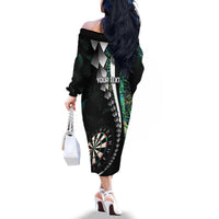 Personalized New Zealand Darts Family Matching Off The Shoulder Long Sleeve Dress and Hawaiian Shirt Paua Shell Koiri - Manaia LT7 - Polynesian Pride