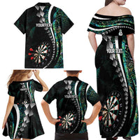 Personalized New Zealand Darts Family Matching Off Shoulder Maxi Dress and Hawaiian Shirt Paua Shell Koiri - Manaia LT7 - Polynesian Pride