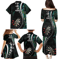 Personalized New Zealand Darts Family Matching Puletasi and Hawaiian Shirt Paua Shell Koiri - Manaia LT7 - Polynesian Pride