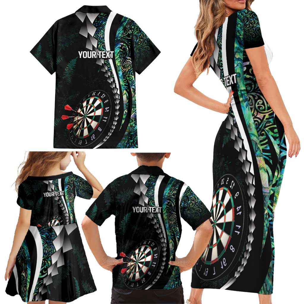 Personalized New Zealand Darts Family Matching Short Sleeve Bodycon Dress and Hawaiian Shirt Paua Shell Koiri - Manaia LT7 - Polynesian Pride