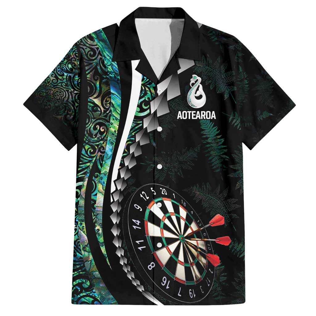 Personalized New Zealand Darts Family Matching Tank Maxi Dress and Hawaiian Shirt Paua Shell Koiri - Manaia LT7 Dad's Shirt - Short Sleeve Green - Polynesian Pride