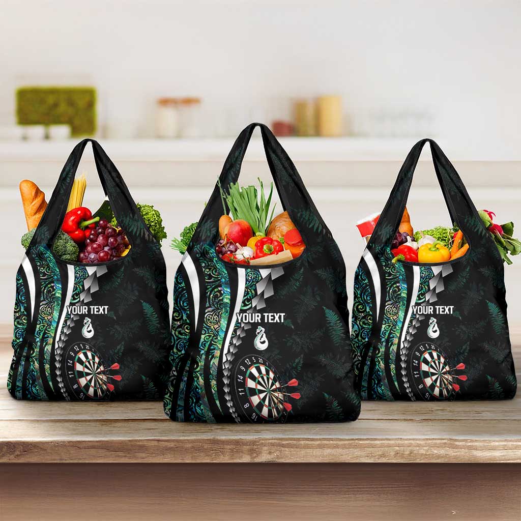 Personalized New Zealand Darts Grocery Bag Paua Shell Koiri - Manaia