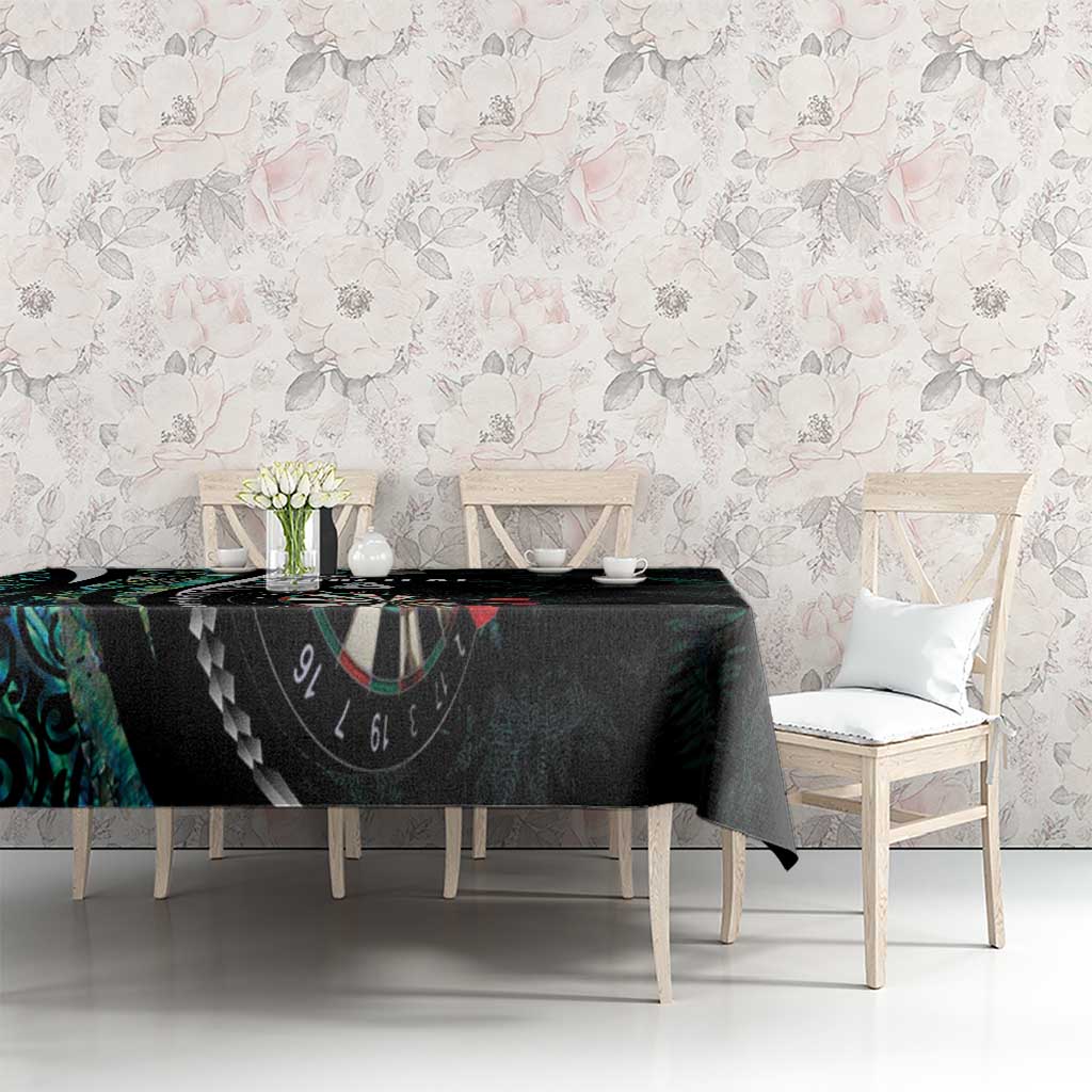 Personalized New Zealand Darts Tablecloth Paua Shell Koiri - Manaia