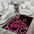 Aotearoa Maori Area Rug Pink Fern Ribbons on Black - Polynesian Pride