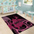 Aotearoa Maori Area Rug Pink Fern Ribbons on Black - Polynesian Pride
