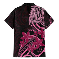 Aotearoa Maori Family Matching Mermaid Dress and Hawaiian Shirt Pink Fern Ribbons on Black LT7 - Polynesian Pride