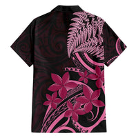 Aotearoa Maori Family Matching Summer Maxi Dress and Hawaiian Shirt Pink Fern Ribbons on Black LT7 - Polynesian Pride
