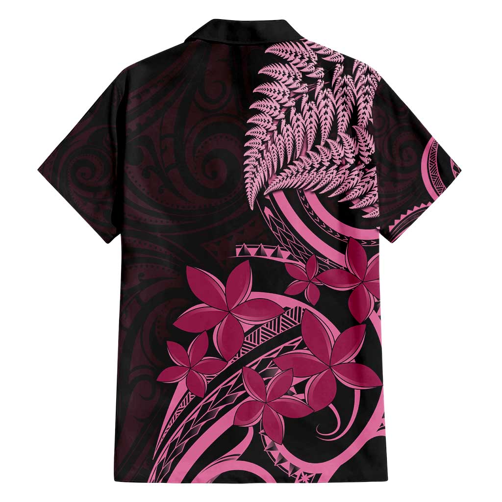 Aotearoa Maori Family Matching Tank Maxi Dress and Hawaiian Shirt Pink Fern Ribbons on Black LT7 - Polynesian Pride