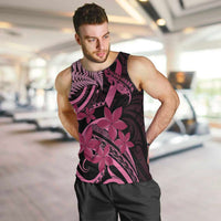 Aotearoa Maori Men Tank Top Pink Fern Ribbons on Black - Polynesian Pride