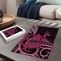 Aotearoa Maori Puzzle Pink Fern Ribbons on Black LT7 - Polynesian Pride