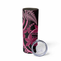 Aotearoa Maori Skinny Tumbler Pink Fern Ribbons on Black LT7 - Polynesian Pride