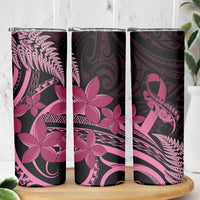 Aotearoa Maori Skinny Tumbler Pink Fern Ribbons on Black LT7 - Polynesian Pride