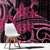 Aotearoa Maori Window Curtain Pink Fern Ribbons on Black - Polynesian Pride