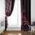 Aotearoa Maori Window Curtain Pink Fern Ribbons on Black - Polynesian Pride