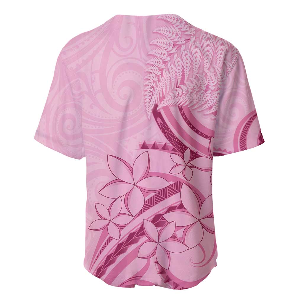 Aotearoa Maori Baseball Jersey Pink Fern Ribbons LT7 - Polynesian Pride