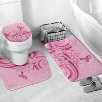 Aotearoa Maori Bathroom Set Pink Fern Ribbons LT7 Mat Set Only (3 pcs) One Size Pink - Polynesian Pride