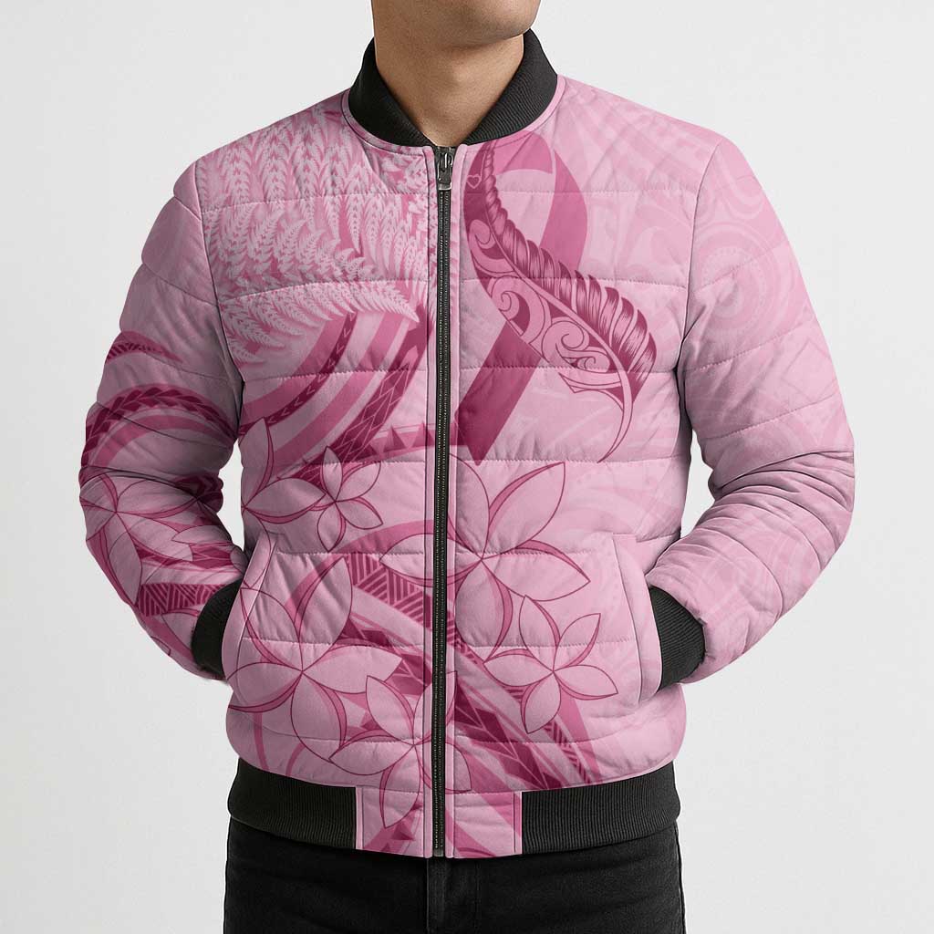 Aotearoa Maori Bomber Puffer Jacket Pink Fern Ribbons LT7 - Polynesian Pride
