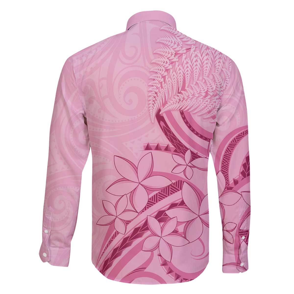 Aotearoa Maori Family Matching Off The Shoulder Long Sleeve Dress and Hawaiian Shirt Pink Fern Ribbons LT7 - Polynesian Pride