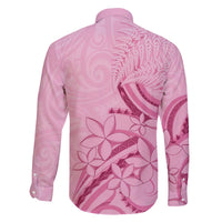 Aotearoa Maori Family Matching Off The Shoulder Long Sleeve Dress and Hawaiian Shirt Pink Fern Ribbons LT7 - Polynesian Pride