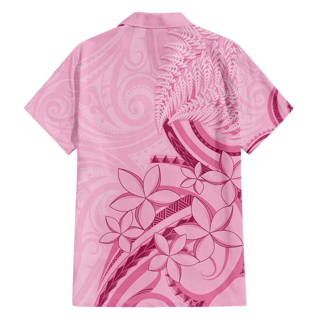 Aotearoa Maori Family Matching Off Shoulder Maxi Dress and Hawaiian Shirt Pink Fern Ribbons LT7 - Polynesian Pride
