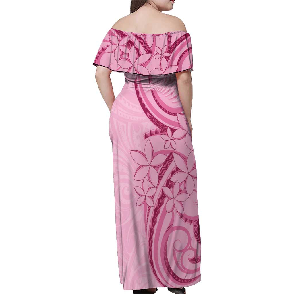 Aotearoa Maori Family Matching Off Shoulder Maxi Dress and Hawaiian Shirt Pink Fern Ribbons LT7 - Polynesian Pride