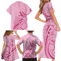 Aotearoa Maori Family Matching Short Sleeve Bodycon Dress and Hawaiian Shirt Pink Fern Ribbons LT7 - Polynesian Pride