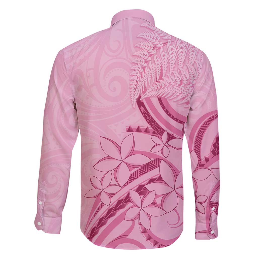 Aotearoa Maori Family Matching Short Sleeve Bodycon Dress and Hawaiian Shirt Pink Fern Ribbons LT7 - Polynesian Pride