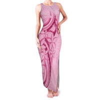 Aotearoa Maori Family Matching Tank Maxi Dress and Hawaiian Shirt Pink Fern Ribbons LT7 Mom's Dress Pink - Polynesian Pride