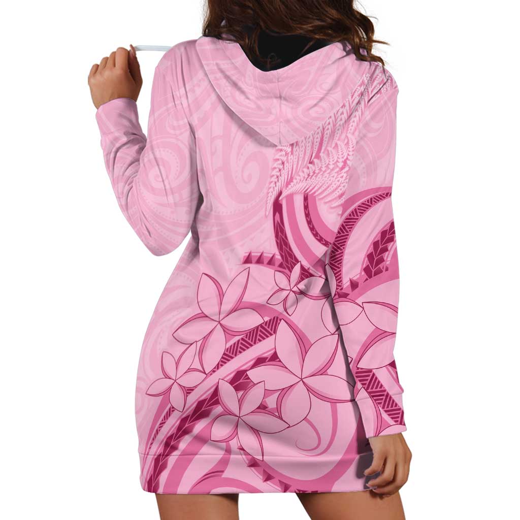 Aotearoa Maori Hoodie Dress Pink Fern Ribbons LT7 - Polynesian Pride