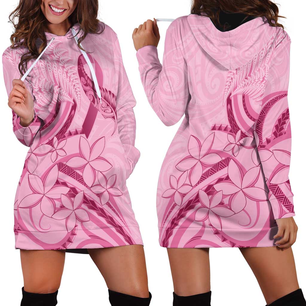 Aotearoa Maori Hoodie Dress Pink Fern Ribbons LT7 - Polynesian Pride