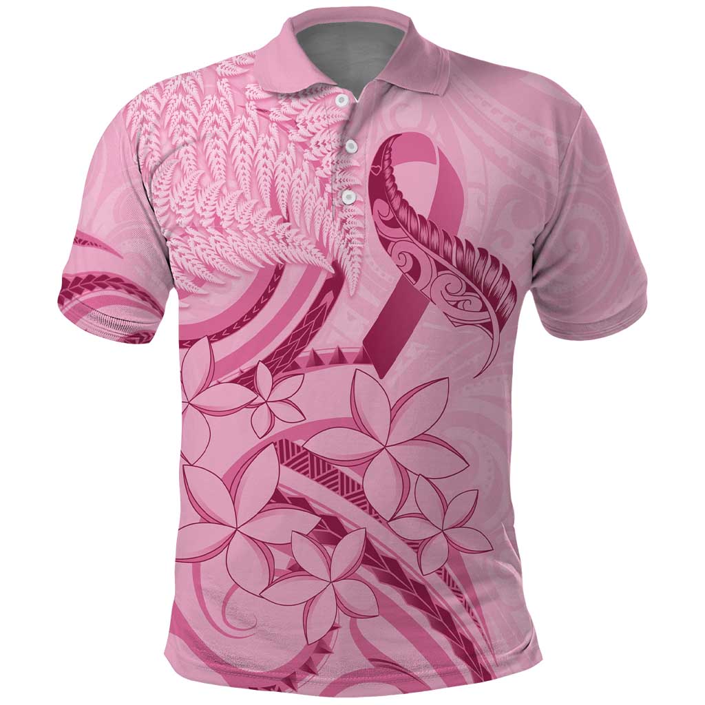 Aotearoa Maori Polo Shirt Pink Fern Ribbons - Polynesian Pride